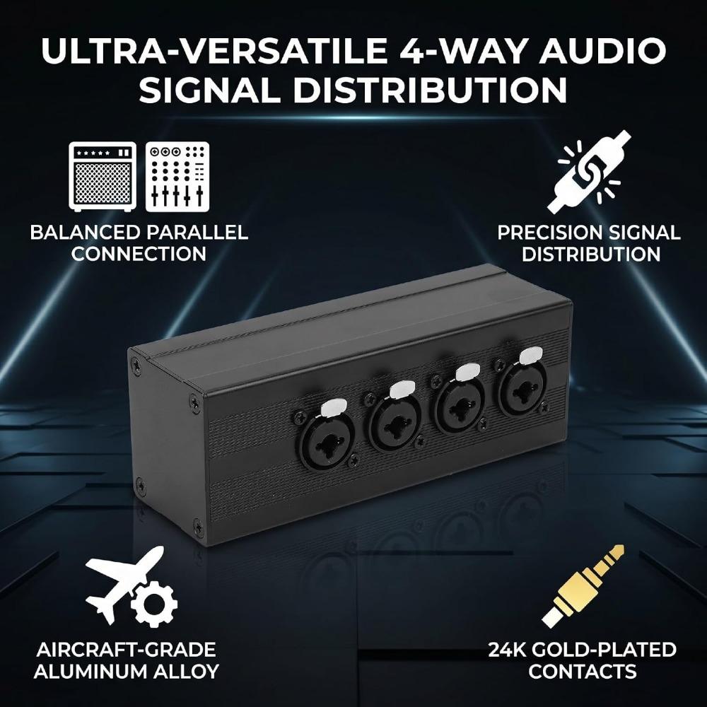 4 Female XLR / 1/4" TRS Inputs into 1 XLR Male Output XLR Splitter  for Microphones