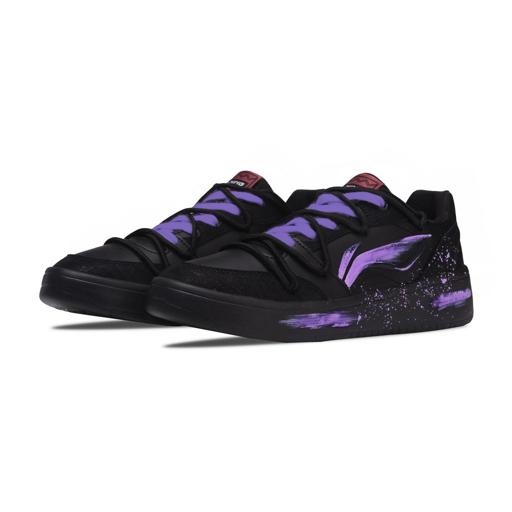 Li Ning Sycee V3 Wear Resistant And Lightweight Low Top Skateboard Shoes Men's Black Purple AGCV107-1(Team211-B)