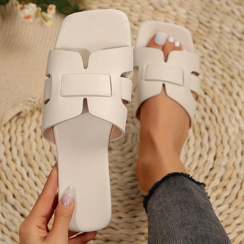 Fashion Brand Design Summer Slippers for Women 2025 New Fashion Square Toe Flat Sandals Woman Comfy Non Slip Beach Flip Flops Plus Size