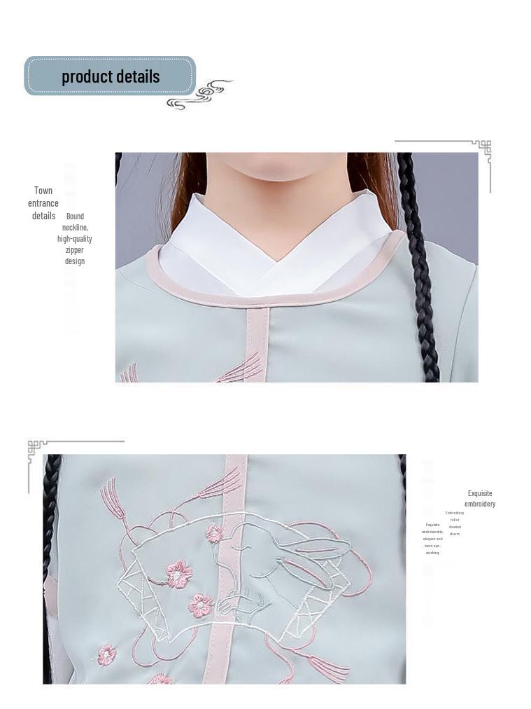 Chinese Style Girls’ Tang Suit Hanfu Costume for School Performances