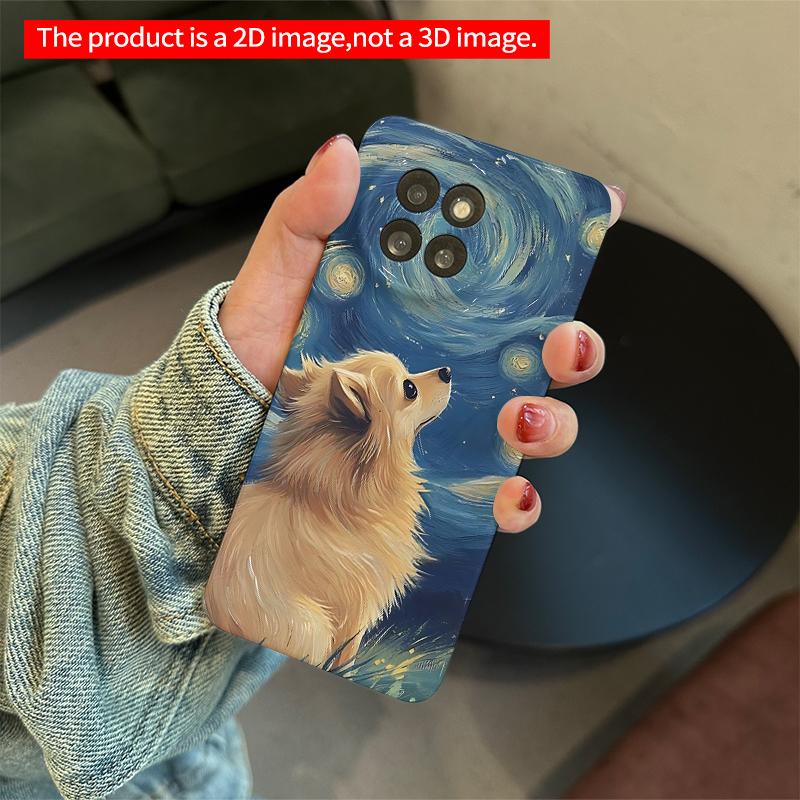 2DFlat Xiaomi Redmi phone caseStarry Night Dog Wallpaper Phone Casesuitable for Redmi Note 11 12 13 14 A3 K80 15 17 Ultra