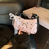 Premium light luxury shoulder bag summer new pink cute bow small square bag versatile crescent armpit bag women