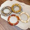 Neue gespleißte Bambusrohr Acryl Runde Armreifen für Damen Herren Mode Smuding Geometrische Armbänder Elastischer Armreif Partner Schmuck X