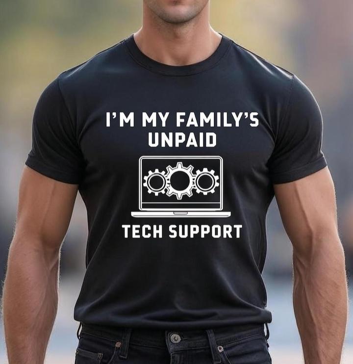 Humorous Tech Support Tee Unisex for Family Information Technology Tech Lovers Casual Oneck Wear Birthday Present Loose Tops