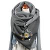 Cotton Scarf for Cold Winter Warm Thick Wrap with Button Soft Scarves for Ladies