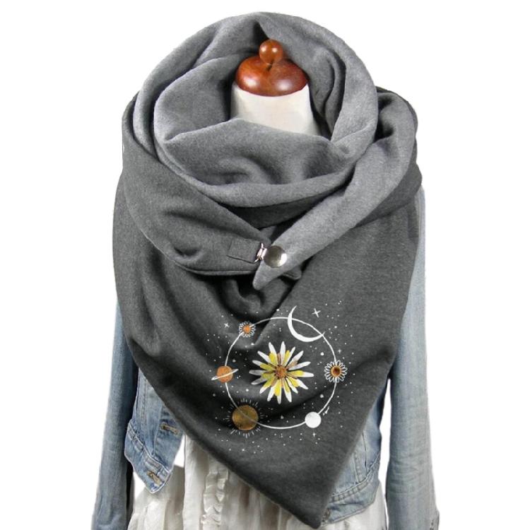 Cotton Scarf for Cold Winter Warm Thick Wrap with Button Soft Scarves for Ladies