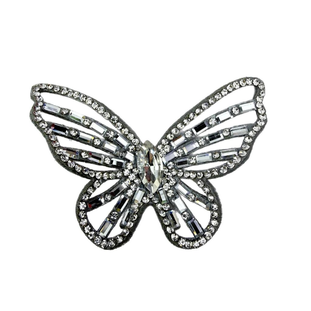 Elegant Gray Rhinestone Butterfly Hair, Shoe, and Hat Clip Accessories