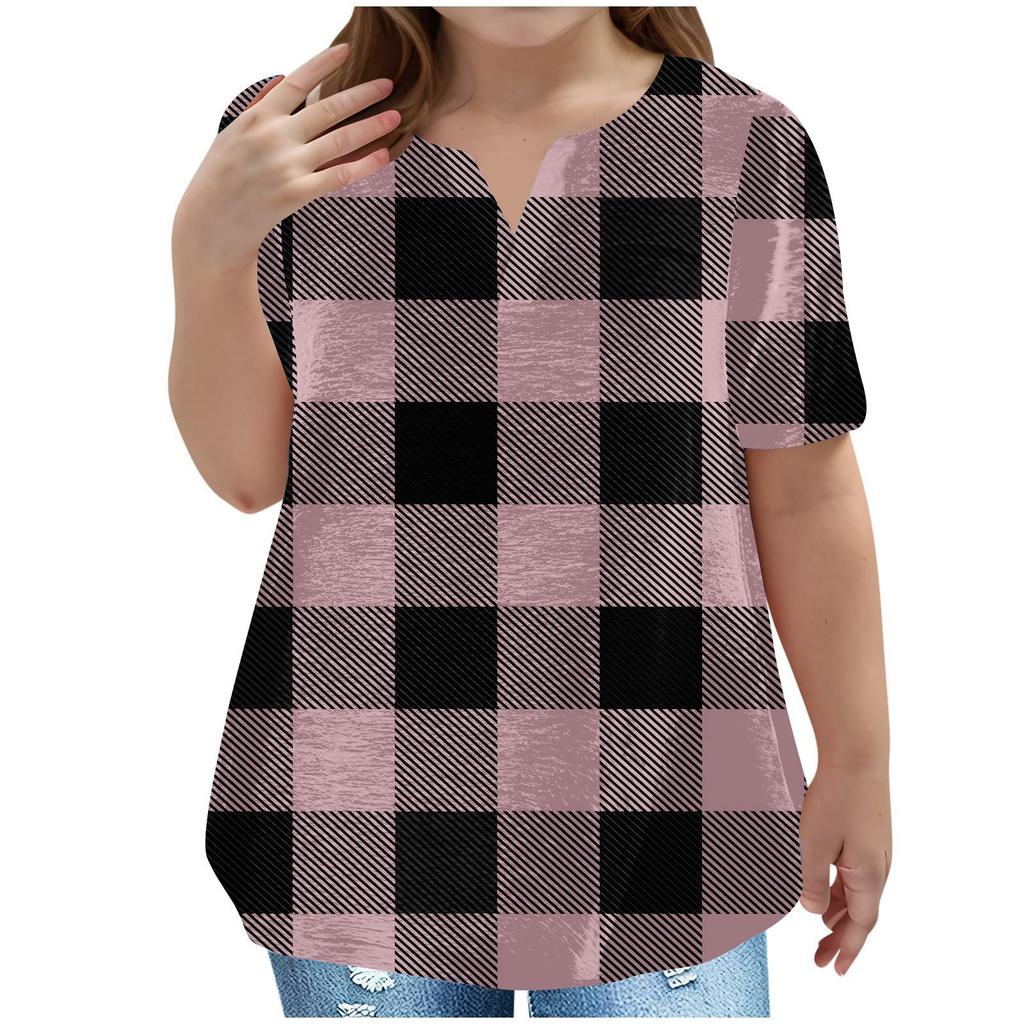 Children's Plus-size T-shirt Casual Fashion V-neck Short-sleeved Pocket Top