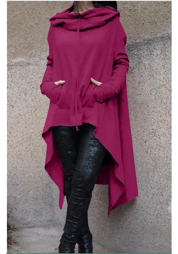 2018 Autumn/Winter European American Solid Color Long Hooded Sweatshirt