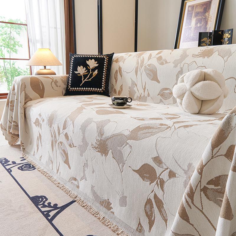 New Chenille Fabric Sofa Covers Four Seasons Universal Tassel Throw Blankets Anti-cat Scratch Towel Protector For Living Room