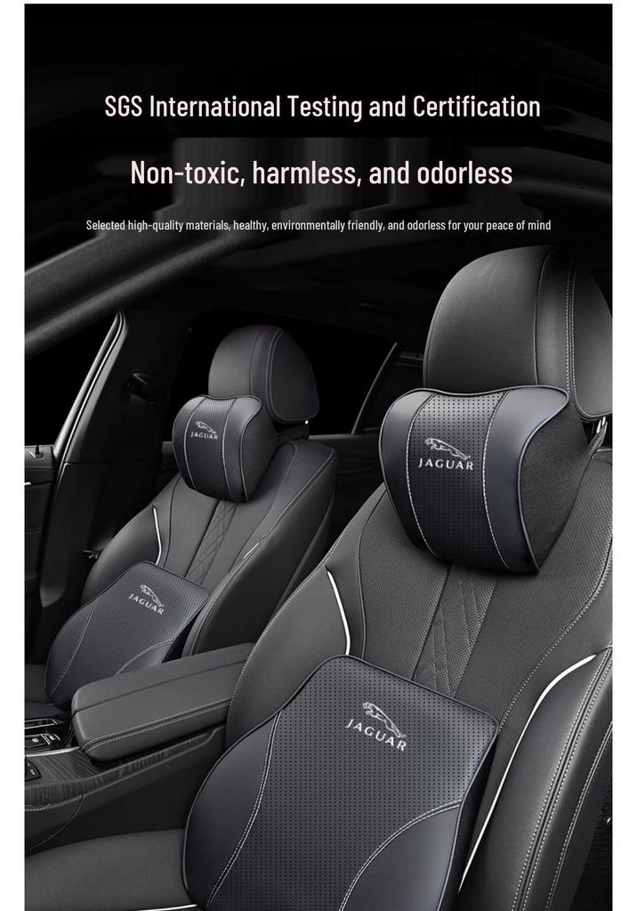 Compatible with Jaguar XEL, XFL, E-PACE, XE, XF, XJ headrests and neck pillows, interior trim accessories.
