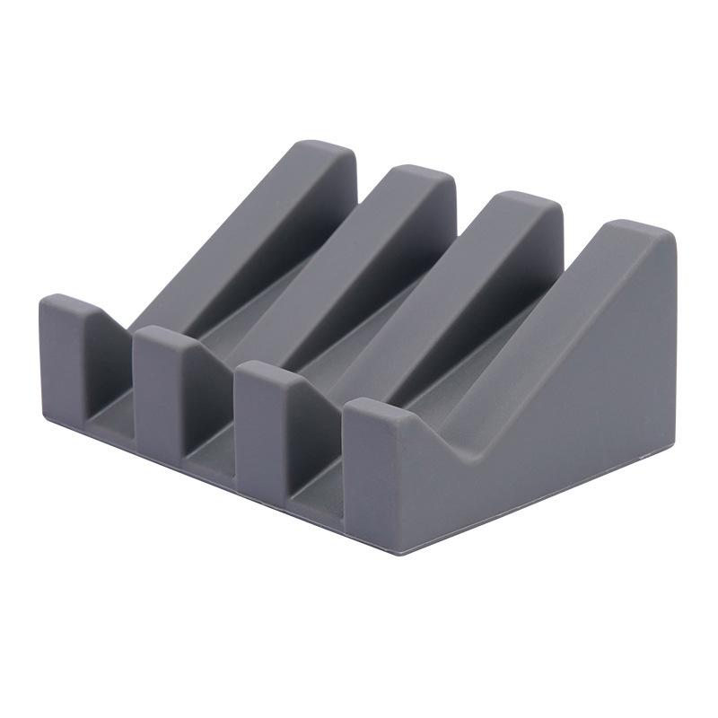 Silicone Soap Box Soap Rack Creative Soap Pad Drain Pad Washable Non-slip Household серый