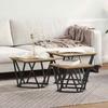 Coffee Table Set 3 Pcs Artisan Oak Engineered Wood and Steel