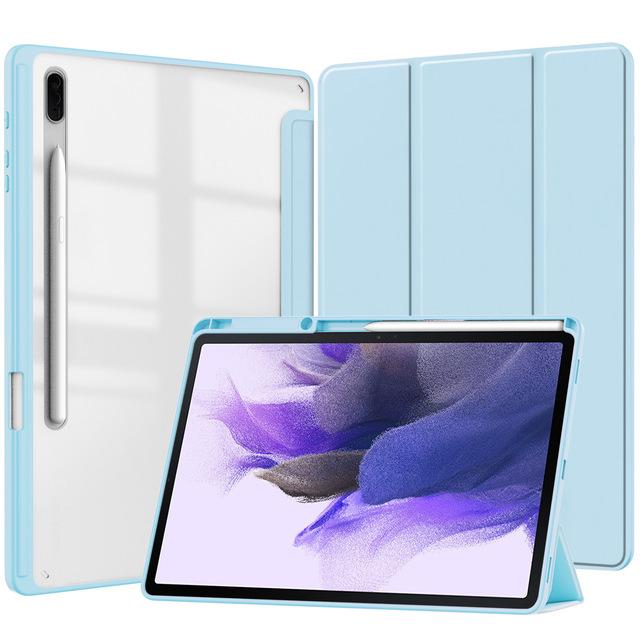 För Samsung Galaxy Tab S8 S7 11 Plus FE 12,4 tum Fodral Transparent Back Tablet Cover För Tab S8 Ultra 14,6 tum Stand Fodral Funda