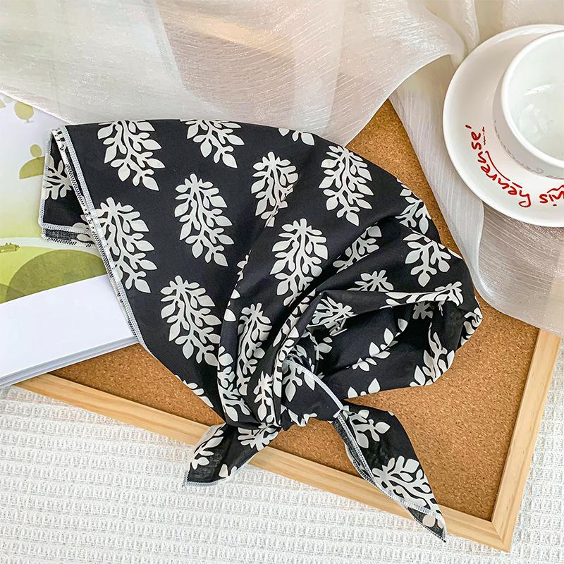 58 cotton and linen square scarf headscarf autumn versatile small floral women's thin small fresh decorative silk scarf
