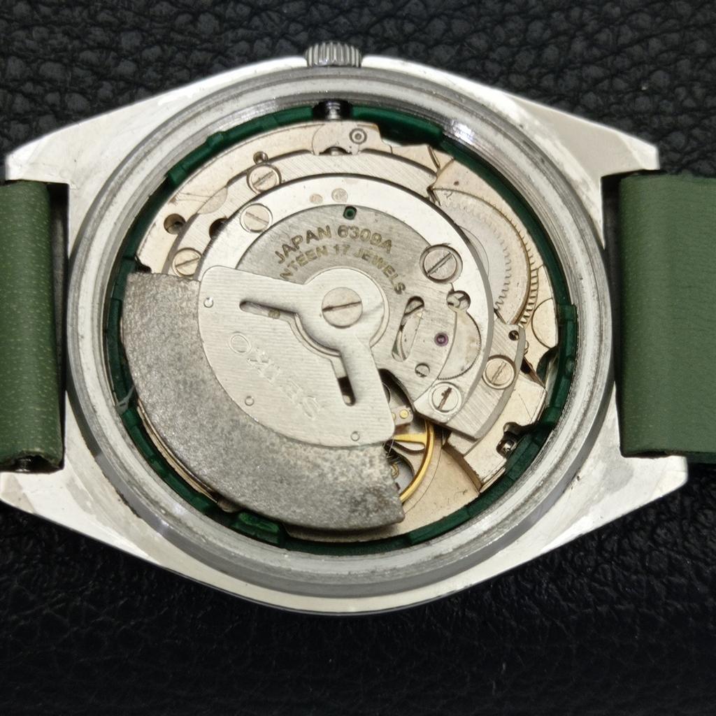 Seiko AUTOMATIC 6309A VINTAGE JAPAN MENS GREEN COLOR DIAL WATCH A701429-5 R206b-a701429