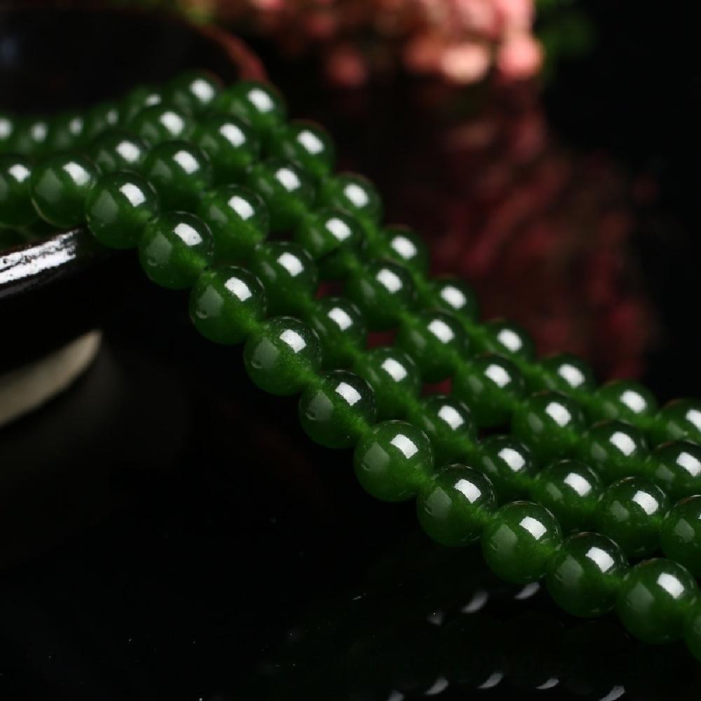 Dark Green Chalcedony Jades Natural Stone 15" Smooth Loose Spacer Beads 4/6/8/10/12mm for Jewelry Making DIY Bracelets Charms Accessories