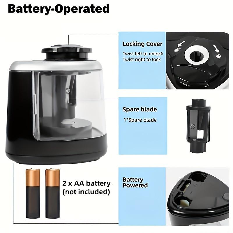 1pc Stylish Black Electric Pencil Sharpener with Auto-Stop & Auto-Exclude Broken Leads - Fast & Efficient Sharpening, Durable PP Construction