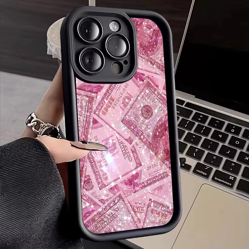 Pink Dollars Full-Coverage Banknote Design Case For Samsung Galaxy A15 A35 A54 A55 S25 Ultra S24 FE S23 S22 S21 S20 Plus Cover