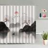 Chinese Style Ink Painting Shower Curtain Landscape Flower Tree Plant Boat Plum Living Room Background Wall Bathroom Screen Hook
