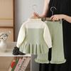 Mädchen Pullover Rundhals Neu Gestrickt Zweiteiliges Set Süß und Niedlich Kleines Mädchen Hosen Set