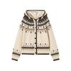 Xiangying Women's Fair Isle Hooded Knit Cardigan