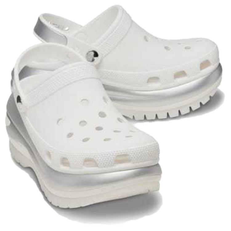 Crocs Comfortable Versatile Clogs Unisex Footwear White Silver 210368-138