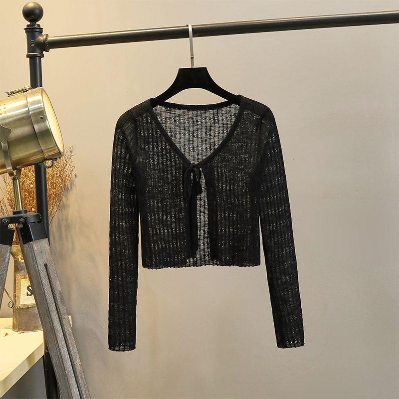 

Knitting Cardigan Small Shawl Dress Bows Shoelace Black M