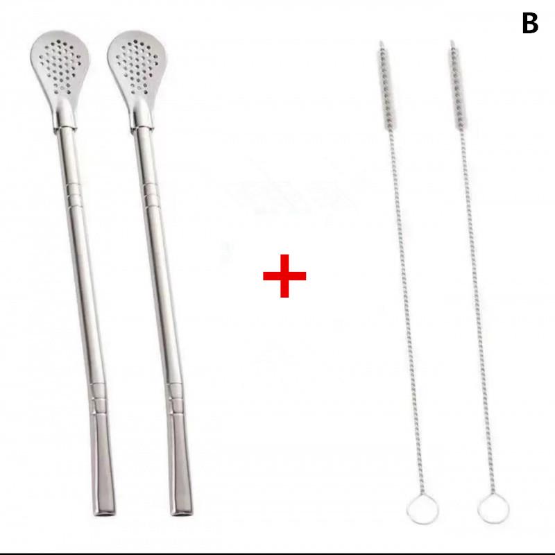2/4/6Pcs Detachable Bombilla Filter Straw Stainless Steel Reusable Yerba Mate Tea Spoon Straw Bar Accessories