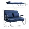 Sofa Bed, 5-Way Adjustable, Faux Suede, Metal Frame, Incl. Pillows, Navy Blue