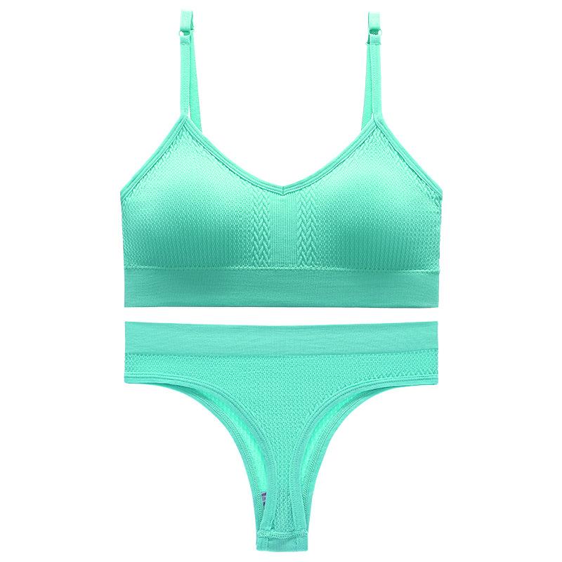 Underwear Set Female Thin Section Large Size Without Steel Ring Sexy Halter Beauty Undershirt Adjustable Small Breasts Gathered French Bra Set