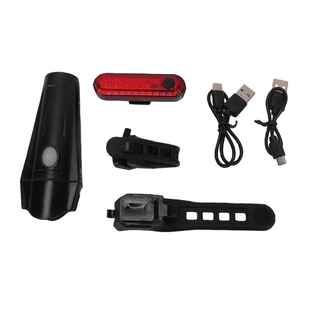 Rechargeable Bike Light Set Bright Bicycle Front Headlight and Back Taillight 4 Light Modes Easy to Install for Road