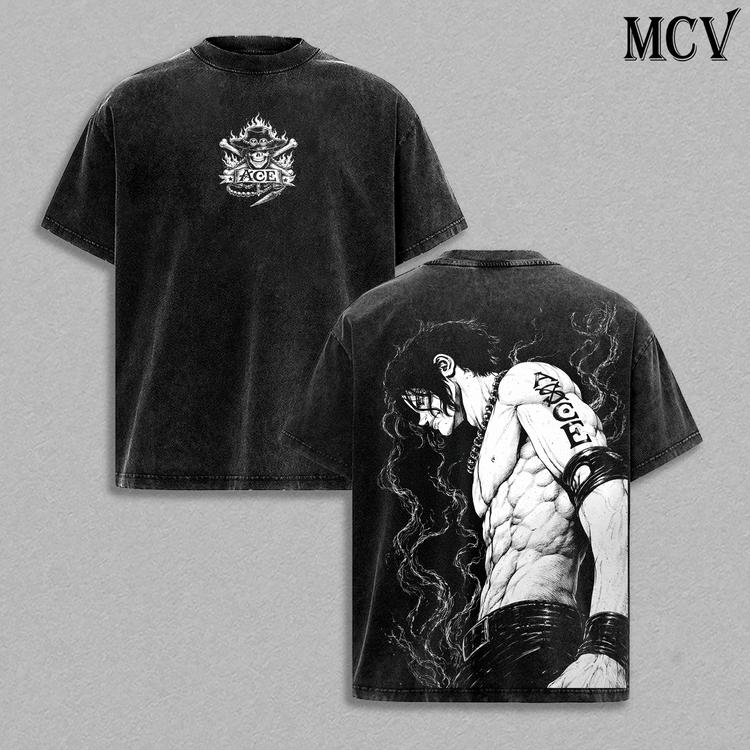 One Piece Anime Men's Women's Vintage Washed Oversized T-shirt Hip Hop Streetwear Y2k Harajuku Cotton Short Sleeve High Quality Female Male Clothing