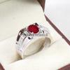Ruby Oval Cut Gemstone With 925 Sterling Silver Ring For Men's #B543 JL375686402645