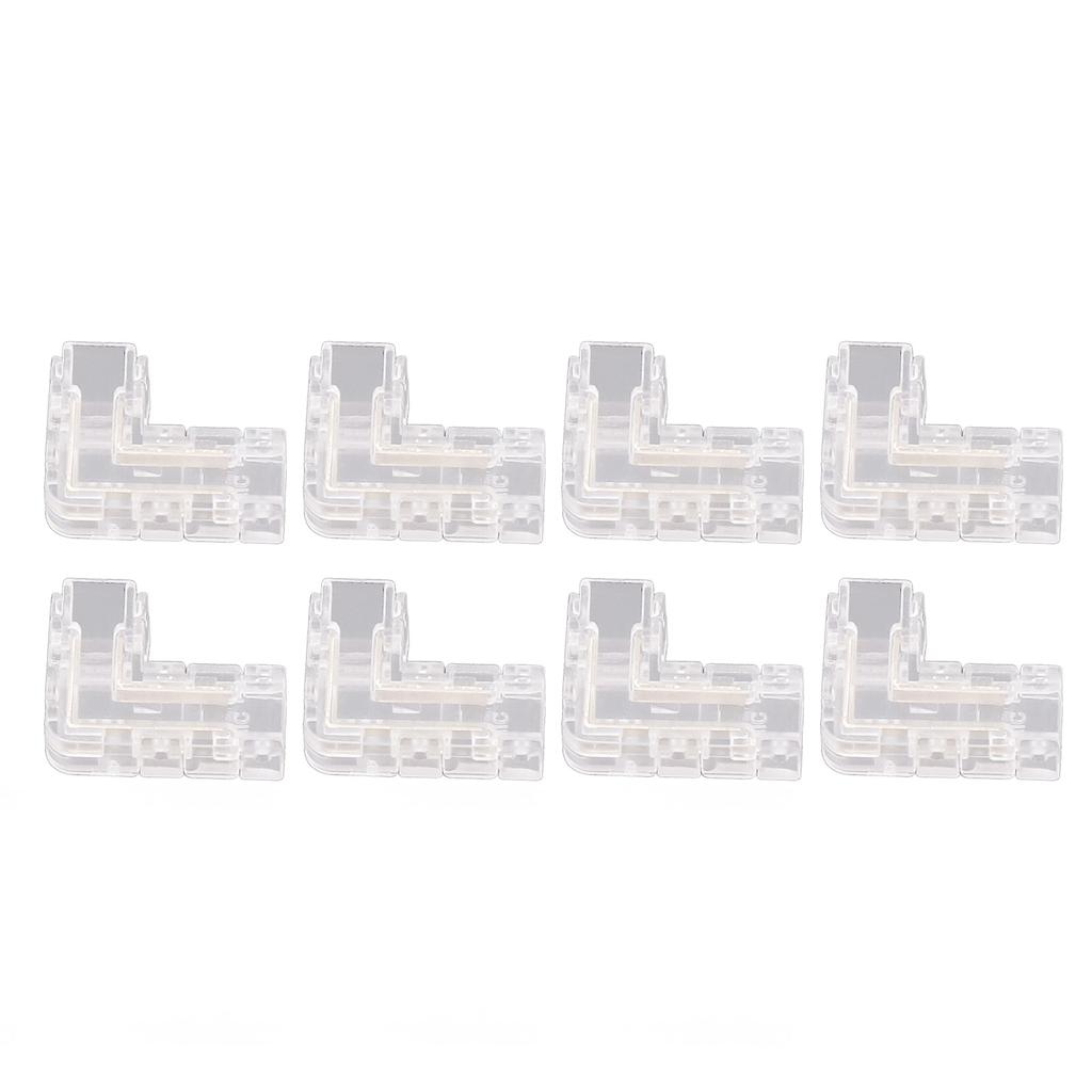 8Pcs 2 Pin 5mm COB LED Strip Light Connectors L Shaped Transparent Gapless Connectors Solderless