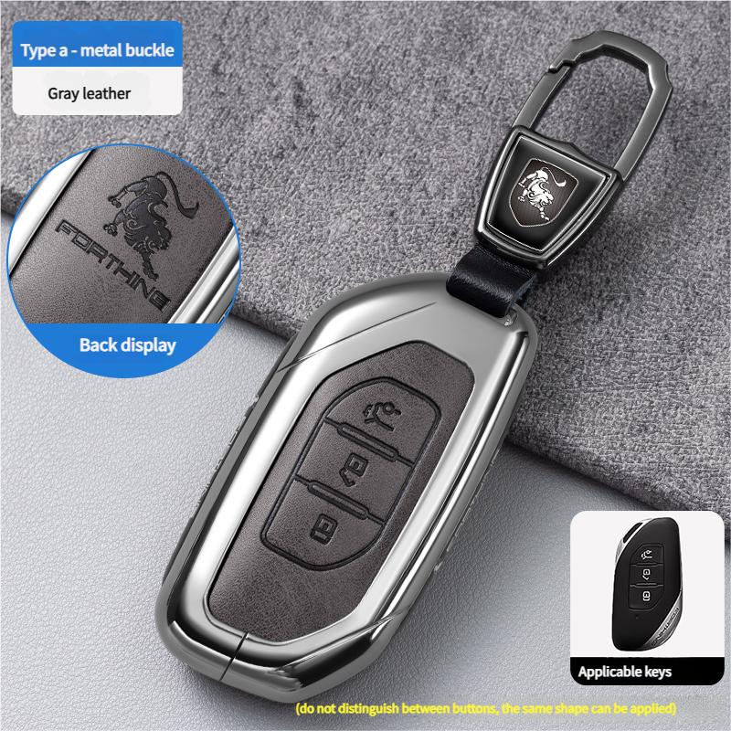 Voor Dfsk Dongfeng Forthing Fengxing T5 Evo Afstandsbediening Sleutelkapje Auto Zinklegering Auto Sleutelhoes Cover Houder Ketting black