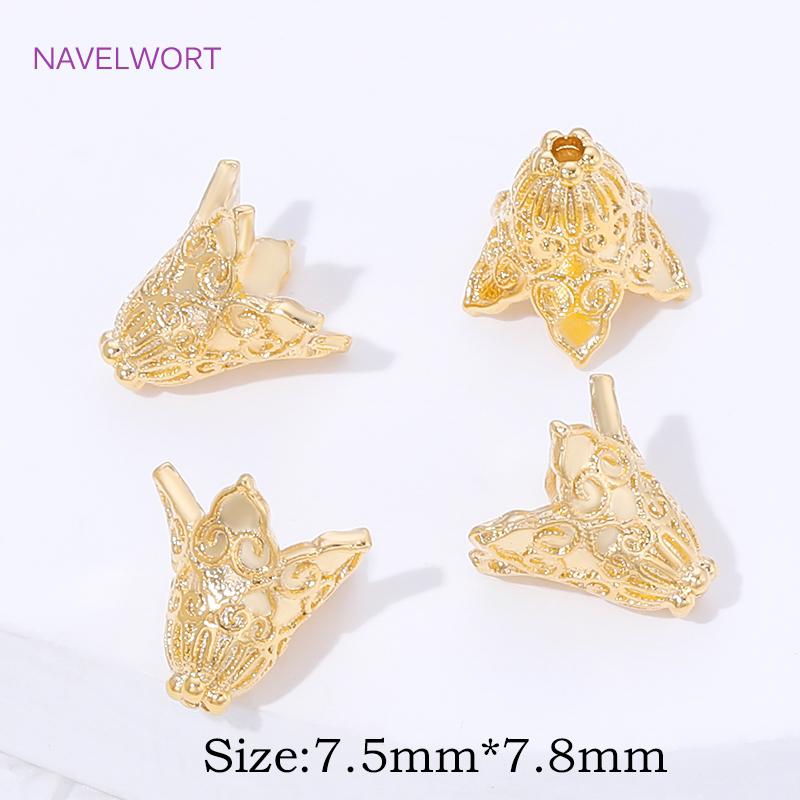 2/4/6 Pièces Laiton Plaqué Or 18K Embouts Espaceurs Perles Pour Bracelets, Embouts Perles Fleurs, Accessoires Fabrication Bijoux DIY, Embouts Pour Perles
