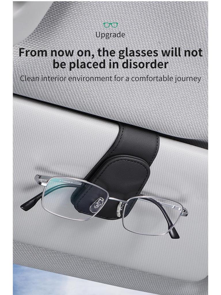 Leather Car Sun Visor Sunglasses & Card Holder with Coin Clip