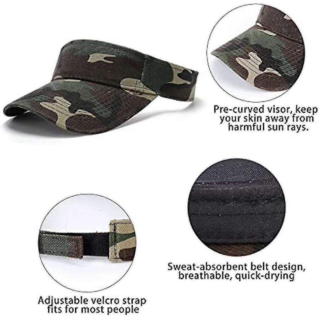 Cappello visiera parasole - Visiera da golf regolabile Cappellino visiera parasole mimetico Cappellini visiera unisex Cappellino da baseball per coda di cavallo Visiera per tennis da corsa per uomo