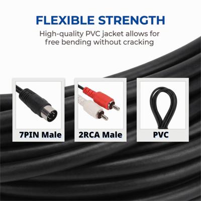 Flexible DIN 7PIN Male To 2RCA Male Cable Free Bending Audio Cable  Audio Equipment Output
