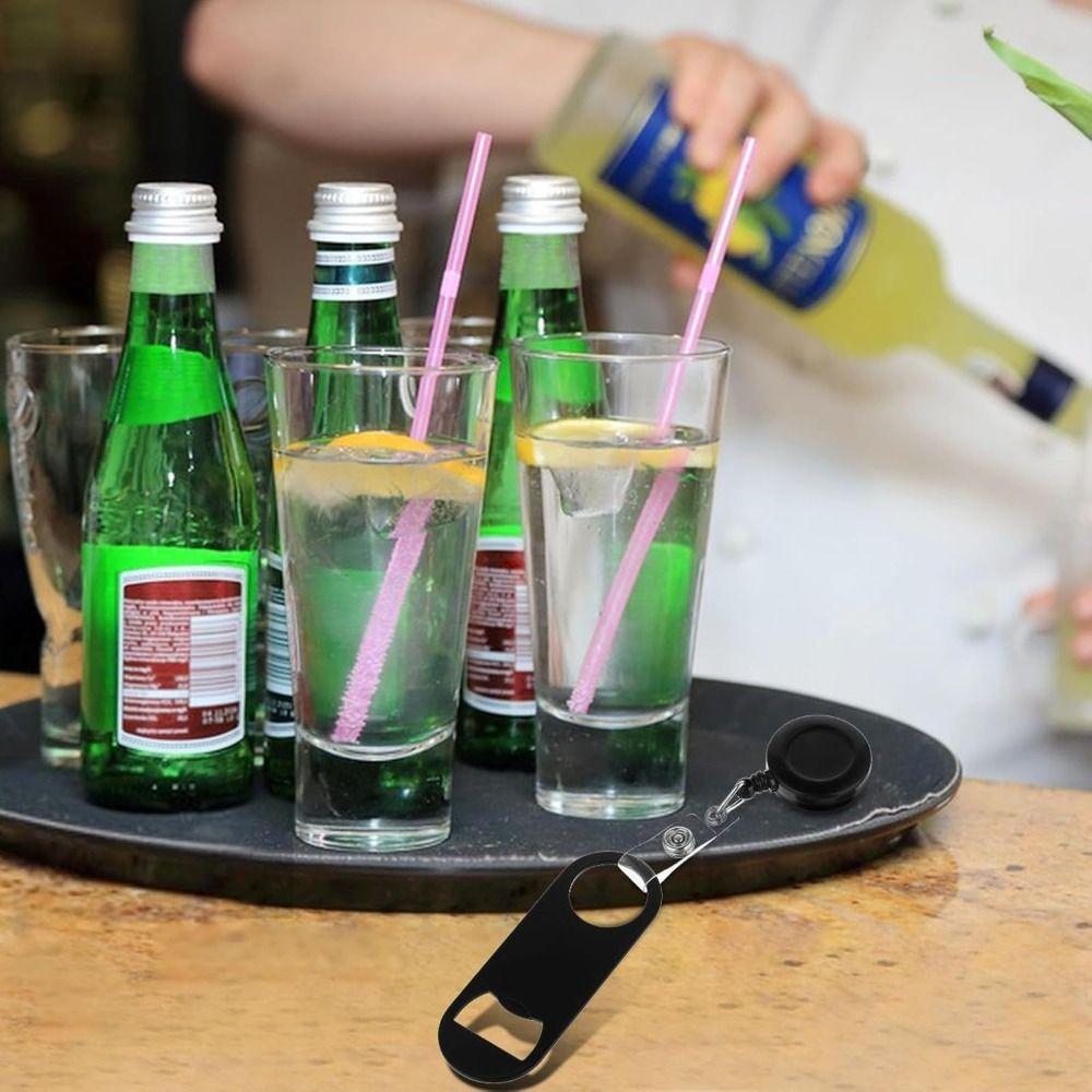 Stainless Steel Beer Opener Retractable Badge Clips Holder NEW Bartender Opener  Gift