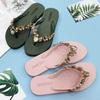 Fashion 2025 Comfortable and Fashionable All-match Beach Shoes Non-slip Soft Bottom Casual Flip-flops Rhinestone Chain Flat Slippers