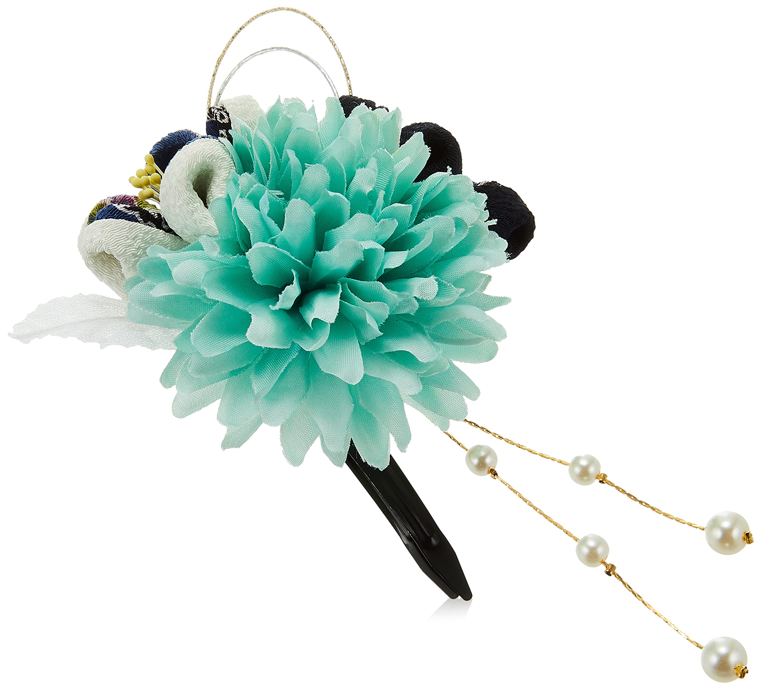 

Wa KOMONO Komon Kobo Uni Seni Futago Chirimen Japanese Pattern Tsumami Zaiku Flower Corsage Clip Seasons Navy Blue x Light (1024-6) [Four Drum, Blue]