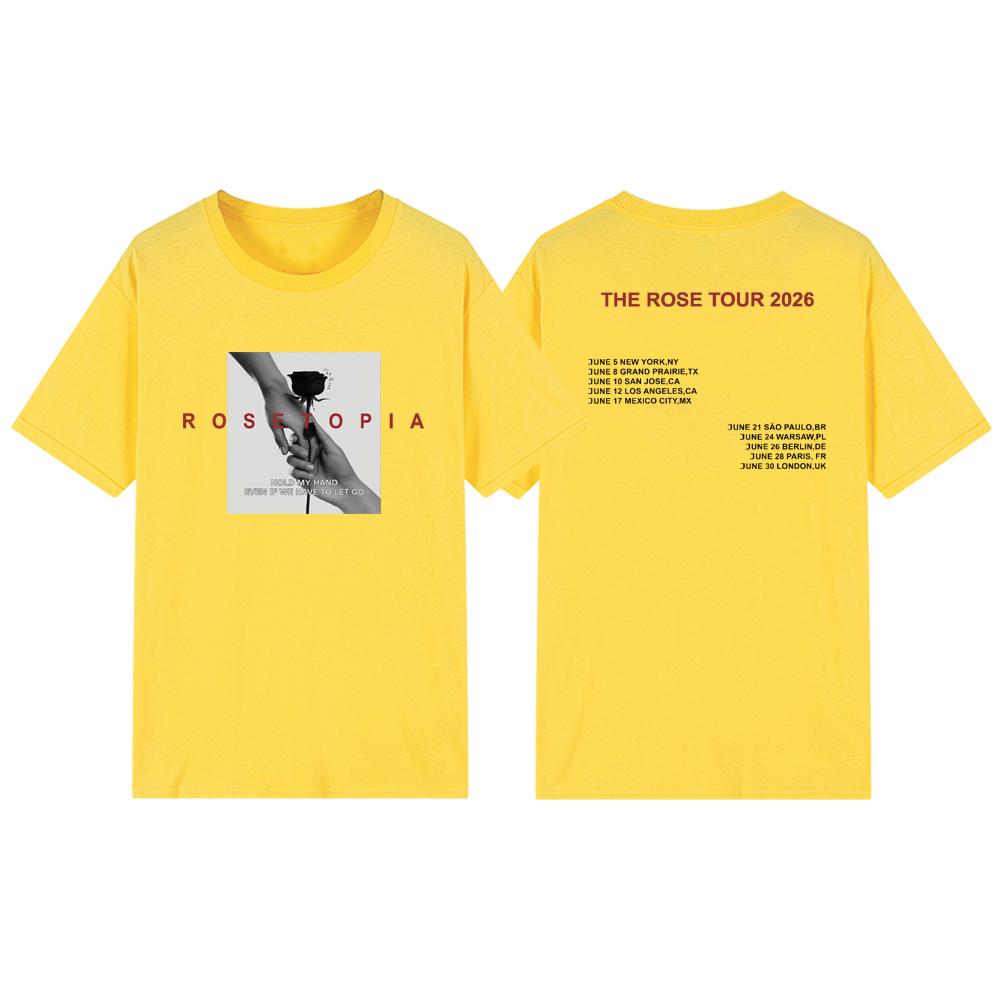 The Rose Rosetopia World Tour 2026 T-shirt Kpop Concert T-Shirt Korean Group Tee Streetwear Women Tops Kpop Merch Fans Gift