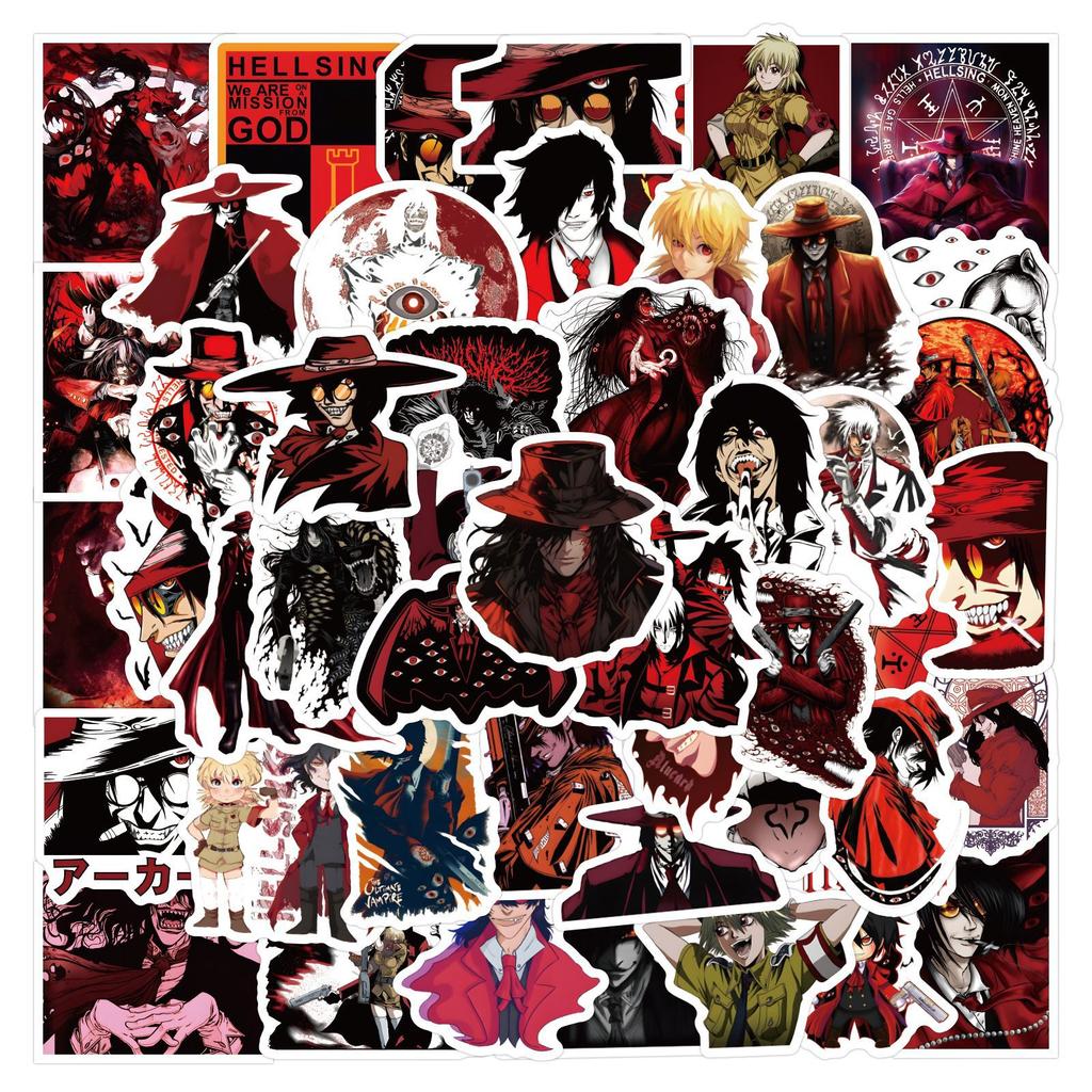 60 New Hellsing Anime Doodle Stickers Decorate Notebook Suitcase Cartoon Stickers
