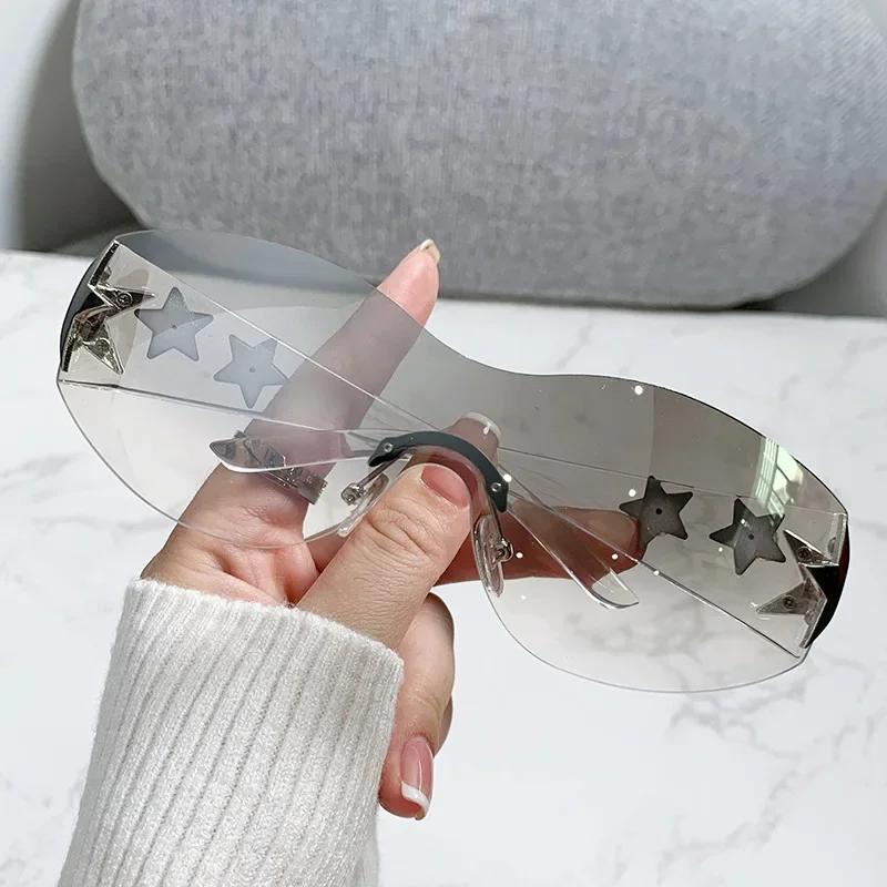 New Women's Fashion Y2K Sunglasses Star Decorative Large Frame Sun Glasses Outdoor Sports Cycling Eyewear UV400