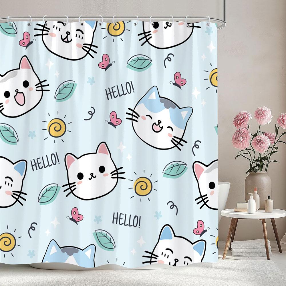 Cartoon Patterns Children's Shower Curtain Warm Girls Room Decoration Curtains Boys Shower Curtains Bathroom Decor With Hooks