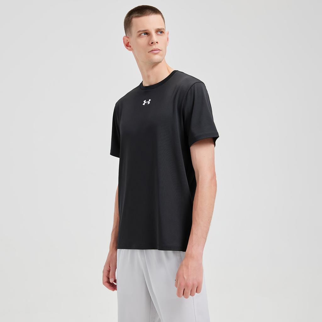 Under Armour Casual Breathable Quick-Dry Loose Round Neck Short Sleeve T-Shirt Unisex Tops Black 25500505-001