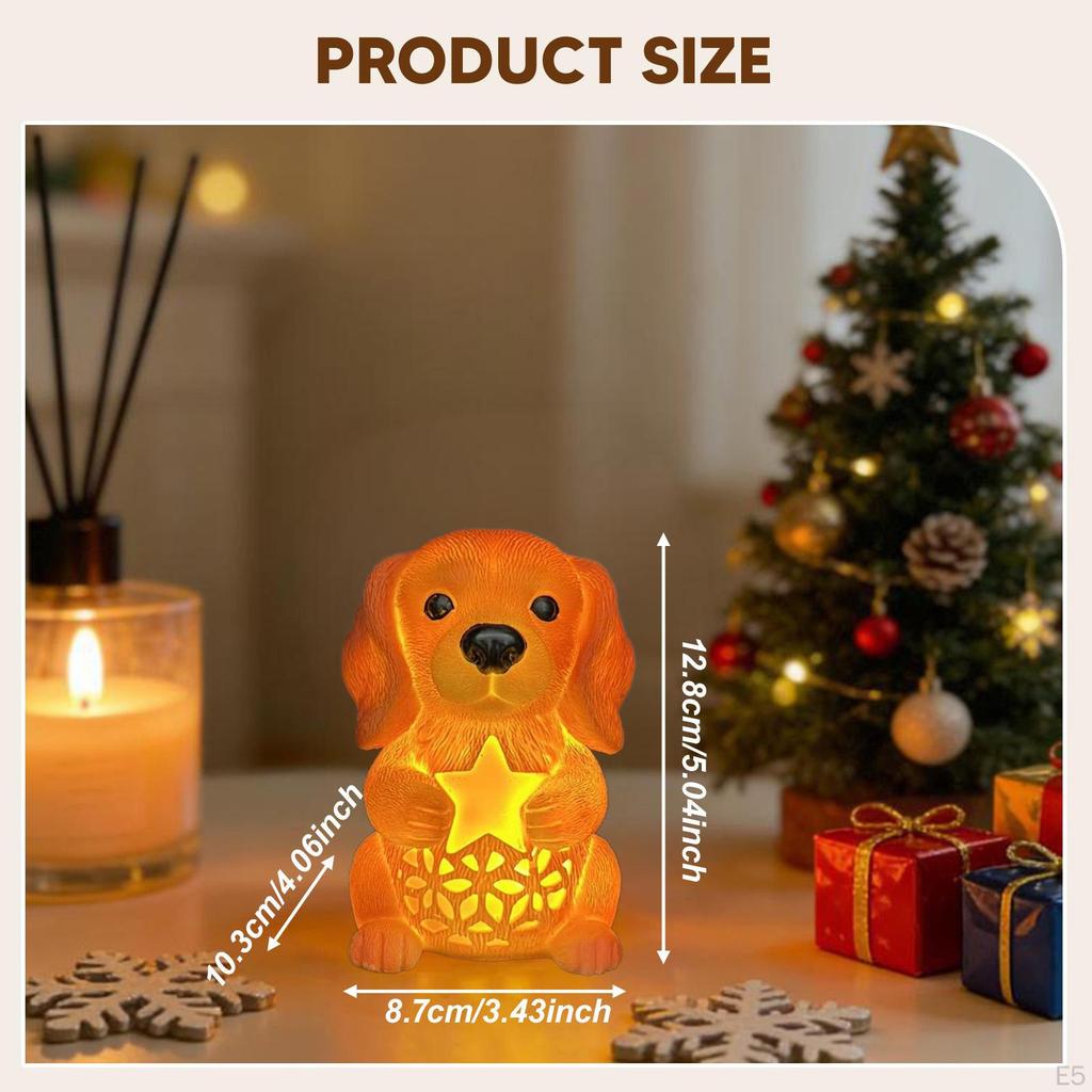 Night Light Puppy Statue Cute Desktop Ornament Cartoon with LED Creative Home Decor Christmas