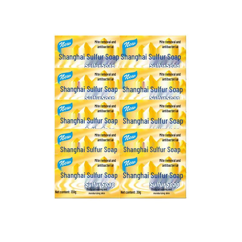 Shanghai Sulfur Soap Bar - 10-Pack for Mite Removal & Oil Control